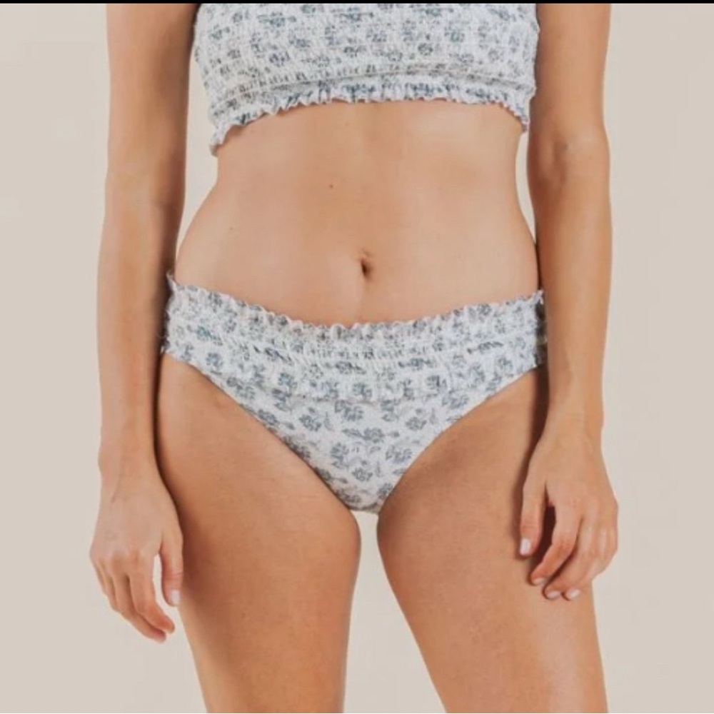 Rylee + Cru Roses Smocked Bikini Bottom